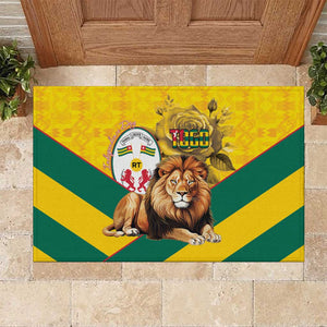 Happy Togo Independence Day Rubber Doormat Lion With Coat Of Arms - Kente Pattern
