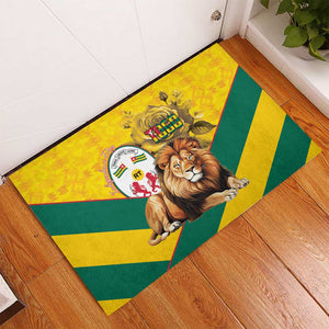 Happy Togo Independence Day Rubber Doormat Lion With Coat Of Arms - Kente Pattern