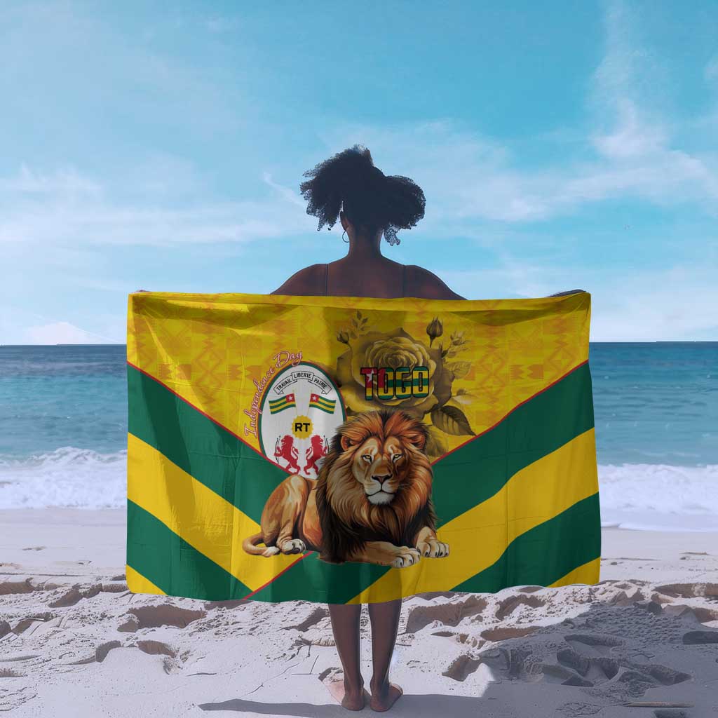 Happy Togo Independence Day Sarong Lion With Coat Of Arms - Kente Pattern