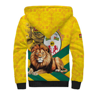 Happy Togo Independence Day Sherpa Hoodie Lion With Coat Of Arms - Kente Pattern