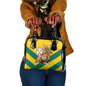 Happy Togo Independence Day Shoulder Handbag Lion With Coat Of Arms - Kente Pattern