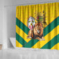 Happy Togo Independence Day Shower Curtain Lion With Coat Of Arms - Kente Pattern