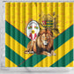 Happy Togo Independence Day Shower Curtain Lion With Coat Of Arms - Kente Pattern