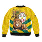 Happy Togo Independence Day Sleeve Zip Bomber Jacket Lion With Coat Of Arms - Kente Pattern