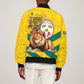 Happy Togo Independence Day Sleeve Zip Bomber Jacket Lion With Coat Of Arms - Kente Pattern