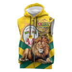 Happy Togo Independence Day Sleeveless Zip Hoodie Lion With Coat Of Arms - Kente Pattern - African Pride
