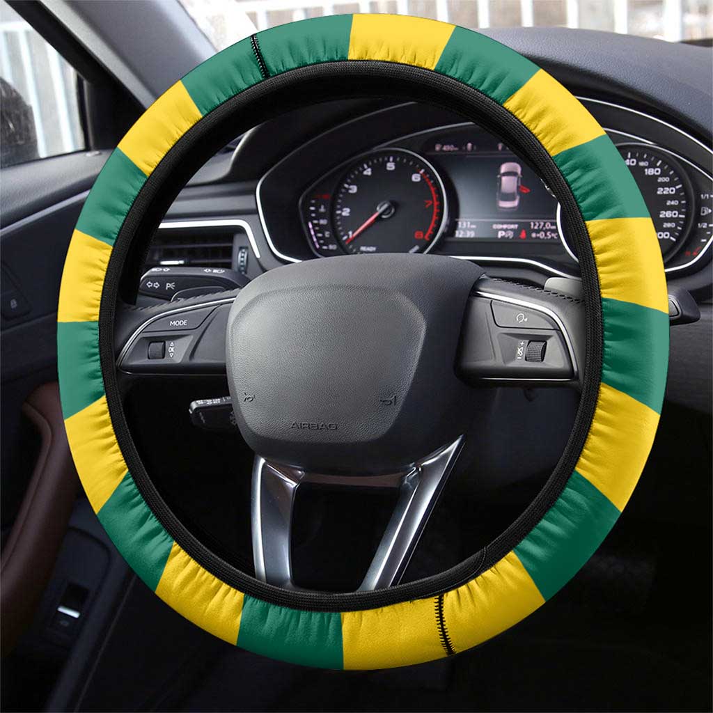 Happy Togo Independence Day Steering Wheel Cover Lion With Coat Of Arms - Kente Pattern