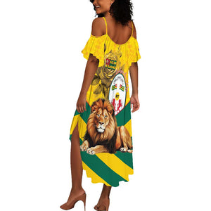 Happy Togo Independence Day Summer Maxi Dress Lion With Coat Of Arms - Kente Pattern