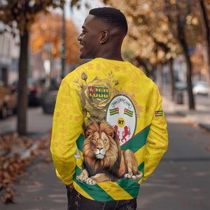 Happy Togo Independence Day Sweatshirt Lion With Coat Of Arms - Kente Pattern