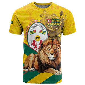 Happy Togo Independence Day T shirt Lion With Coat Of Arms - Kente Pattern