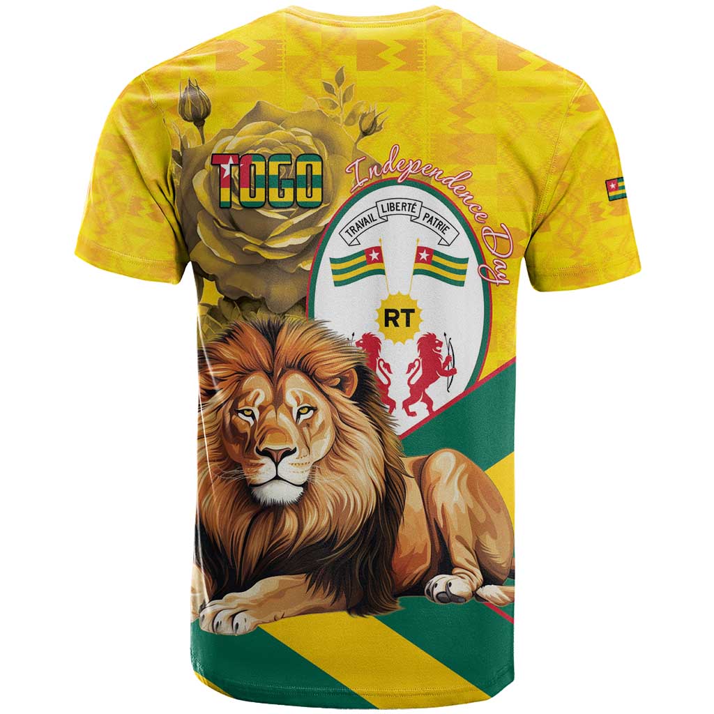 Happy Togo Independence Day T shirt Lion With Coat Of Arms - Kente Pattern