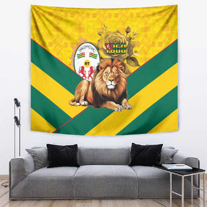 Happy Togo Independence Day Tapestry Lion With Coat Of Arms - Kente Pattern