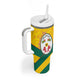 Happy Togo Independence Day Tumbler With Handle Lion With Coat Of Arms - Kente Pattern