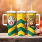Happy Togo Independence Day Tumbler With Handle Lion With Coat Of Arms - Kente Pattern