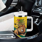Happy Togo Independence Day Tumbler With Handle Lion With Coat Of Arms - Kente Pattern