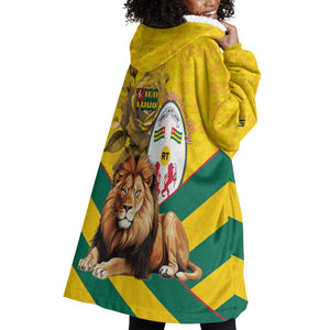 Happy Togo Independence Day Wearable Blanket Hoodie Lion With Coat Of Arms - Kente Pattern