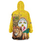 Happy Togo Independence Day Wearable Blanket Hoodie Lion With Coat Of Arms - Kente Pattern