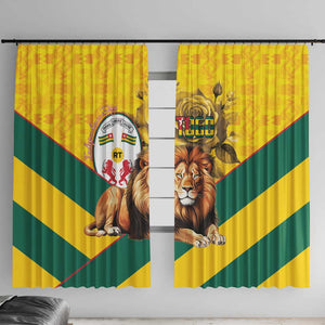 Happy Togo Independence Day Window Curtain Lion With Coat Of Arms - Kente Pattern