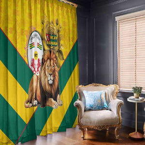Happy Togo Independence Day Window Curtain Lion With Coat Of Arms - Kente Pattern