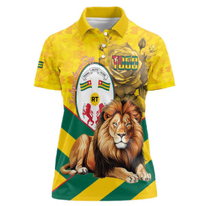Happy Togo Independence Day Women Polo Shirt Lion With Coat Of Arms - Kente Pattern