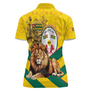 Happy Togo Independence Day Women Polo Shirt Lion With Coat Of Arms - Kente Pattern