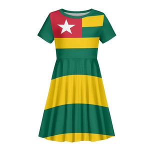 Togolese Independence Day Kid Short Sleeve Dress Flag Style