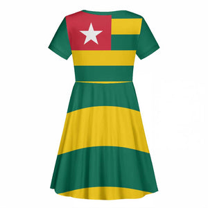 Togolese Independence Day Kid Short Sleeve Dress Flag Style