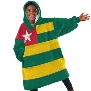 Togolese Independence Day Kid Wearable Blanket Hoodie Flag Style