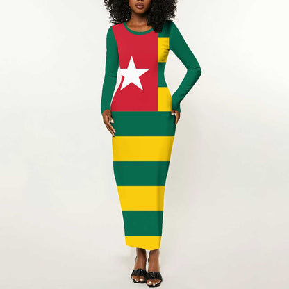 Togolese Independence Day Long Sleeve Bodycon Dress Flag Style LT15