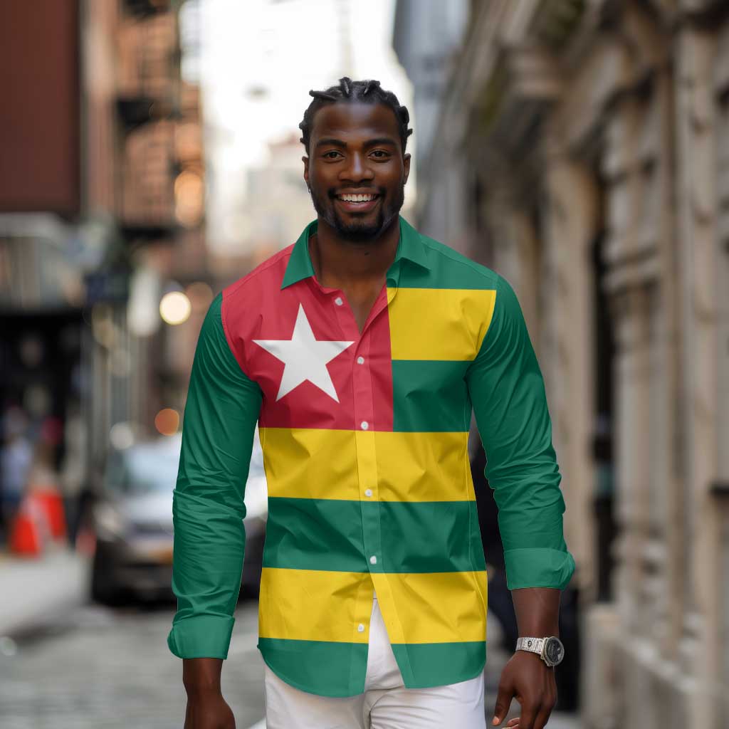 Togolese Independence Day Long Sleeve Button Shirt Flag Style
