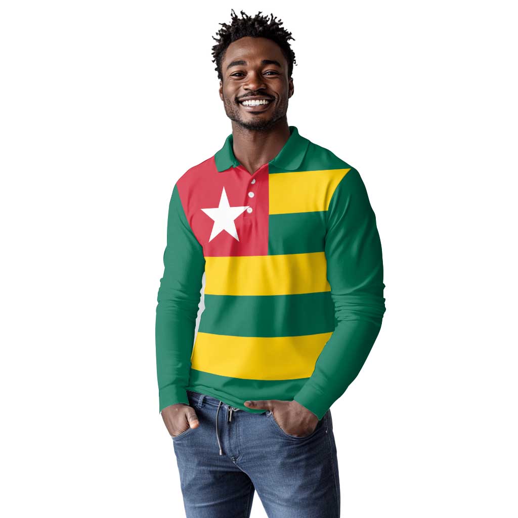 Togolese Independence Day Long Sleeve Polo Shirt Flag Style