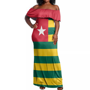 Togolese Independence Day Off Shoulder Maxi Dress Flag Style