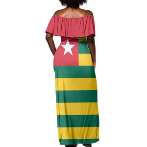Togolese Independence Day Off Shoulder Maxi Dress Flag Style