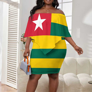 Togolese Independence Day Off Shoulder Short Dress Flag Style