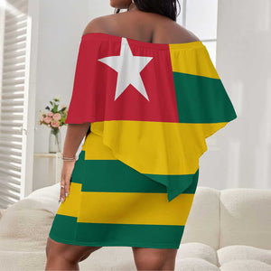 Togolese Independence Day Off Shoulder Short Dress Flag Style