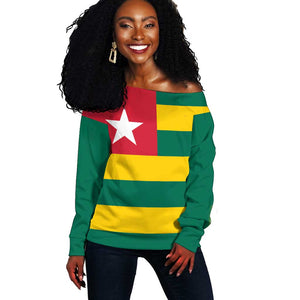 Togolese Independence Day Off Shoulder Sweater Flag Style