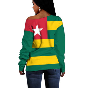 Togolese Independence Day Off Shoulder Sweater Flag Style