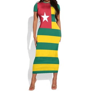 Togolese Independence Day Short Sleeve Bodycon Dress Flag Style LT15