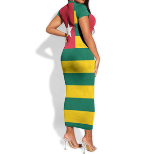 Togolese Independence Day Short Sleeve Bodycon Dress Flag Style LT15