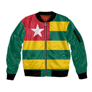 Togolese Independence Day Sleeve Zip Bomber Jacket Flag Style