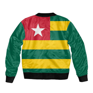 Togolese Independence Day Sleeve Zip Bomber Jacket Flag Style