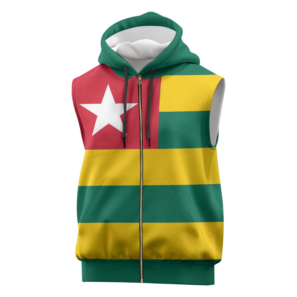 Togolese Independence Day Sleeveless Zip Hoodie Flag Style - African Pride