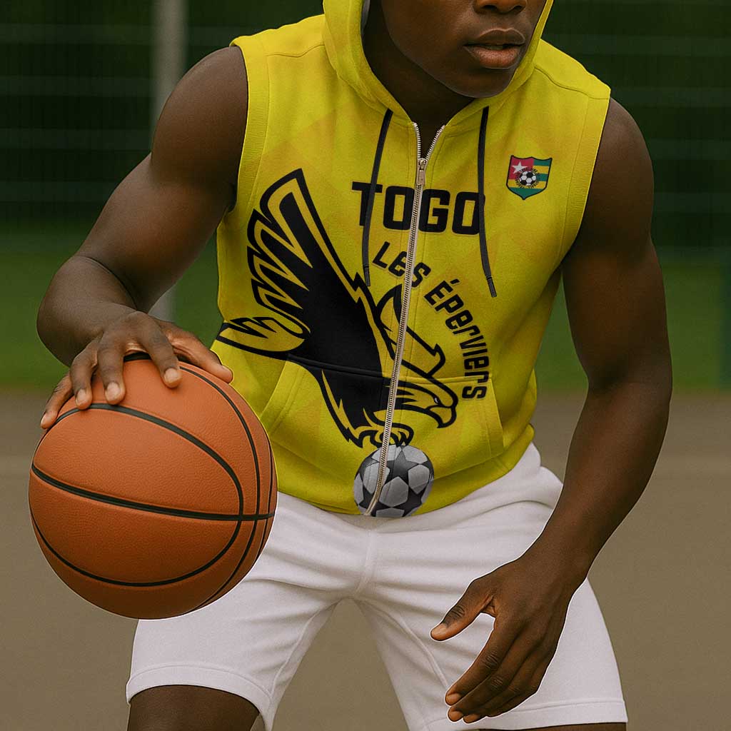 Custom Togo Football Sleeveless Zip Hoodie Go Champions - African Pride