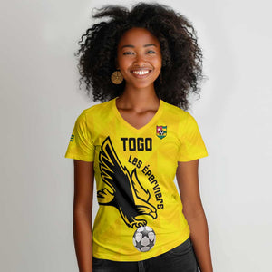 Custom Togo Football Women V-Neck T-Shirt Go Champions