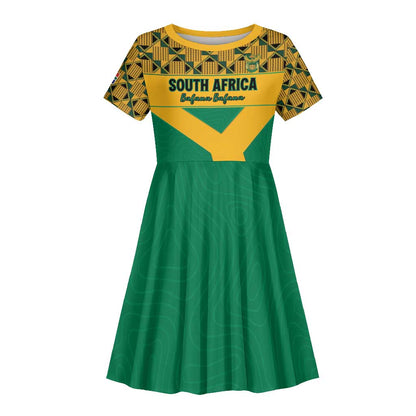 South Africa Soccer Custom Kid Short Sleeve Dress Bafana Bafana