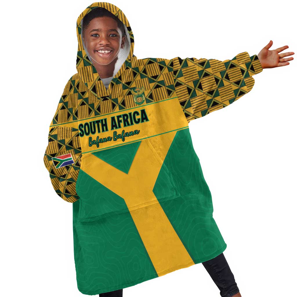 South Africa Soccer Custom Kid Wearable Blanket Hoodie Bafana Bafana