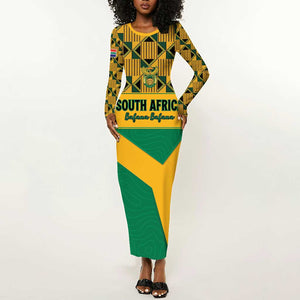 South Africa Soccer Custom Long Sleeve Bodycon Dress Bafana Bafana LT15