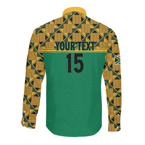 South Africa Soccer Custom Long Sleeve Button Shirt Bafana Bafana