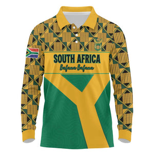 South Africa Soccer Custom Long Sleeve Polo Shirt Bafana Bafana
