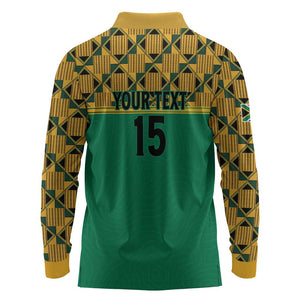 South Africa Soccer Custom Long Sleeve Polo Shirt Bafana Bafana
